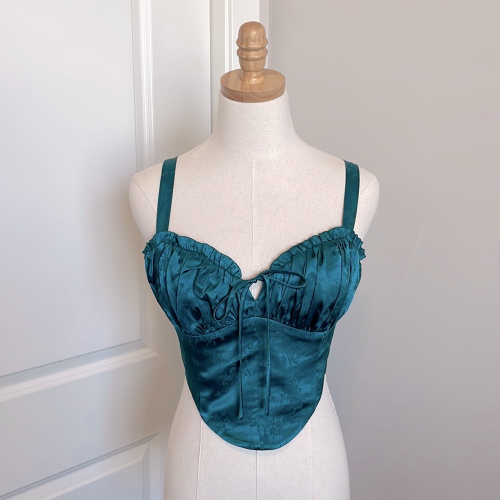 MAJORELLE | Arielle Bustier Top - Deep Teal | Size: Small